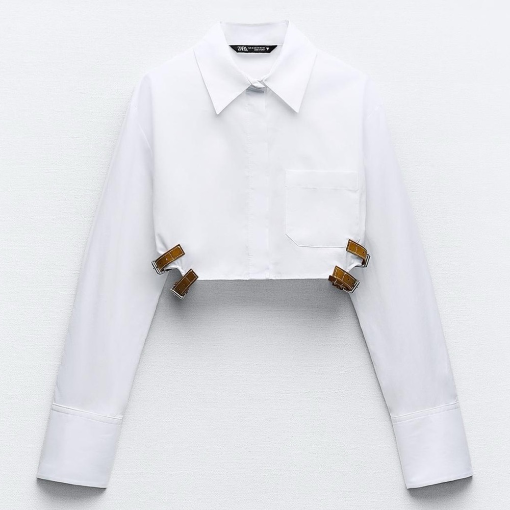 Zara cropped button shirt
